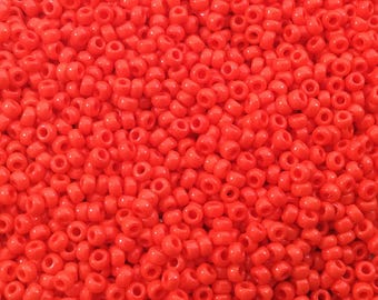 Size 11/0 Glossy Finish Opaque Red Genuine Miyuki Glass Seed Beads - Sold by 23 Gram Tubes (Approx. 2500 Beads per Tube) - (11-9407)