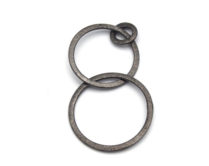 30mm, 25mm, 10mm Interconnected Gunmetal Open Triple Circle/Ring Shaped Components - Pack of 10