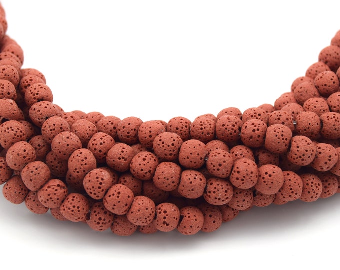 Lava Beads | Red Round Diffuser Beads - 6mm 8mm 10mm 12mm 14mm 16mm 18mm Available