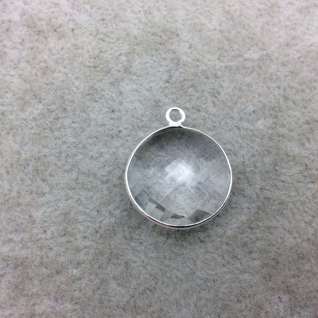 Sterling Silver Faceted Clear lab Created Quartz Round Etsy UK