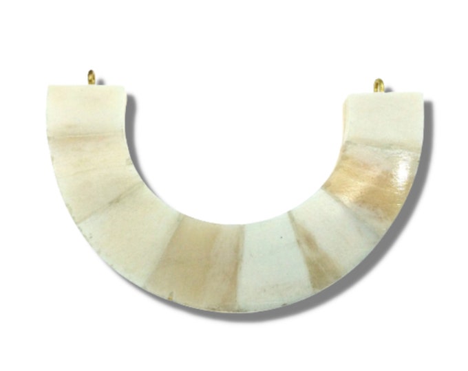 White Bone Crescent Pendant | U-Shaped Crescent Necklace Focal for Jewelry Making