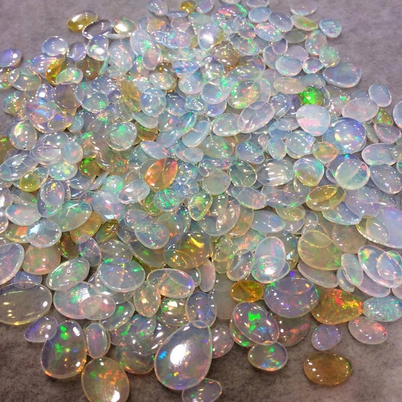 Measuring 11mm x 14mm 4.5mm Dome Height OOAK Natural Ethiopian Opal Smooth Teardrop Flat Back Cabochon /'BA/' High Quality Gemstone