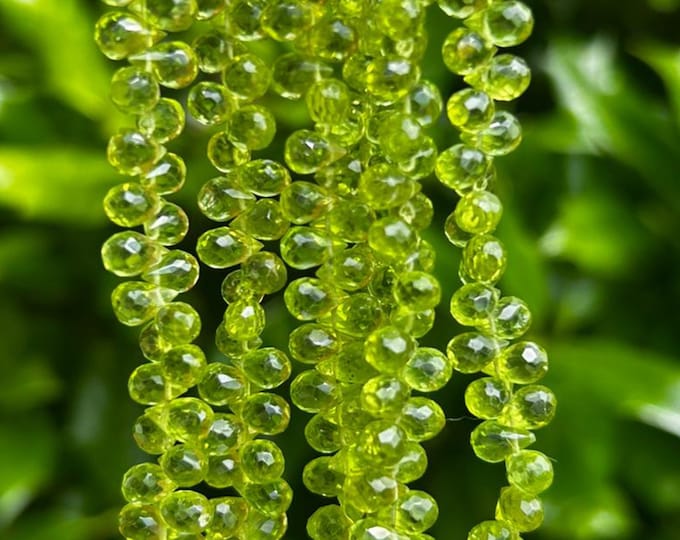 Peridot Briolette Beads - 4mm x 6mm Faceted Drops