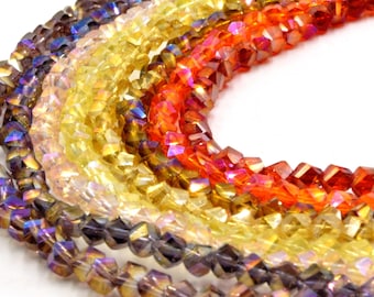 Faceted Chinese Crystal Beads: 4mm Twisted Round Shaped Glass Beads