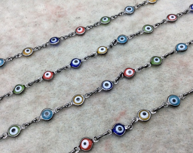 Evil Eye Link Chain - Gunmetal Rosary Chain - Wholesale Jewelry Supplies