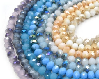 Chinese Crystal Beads | 8mm Faceted Bi Color Rondelle Shaped Crystal Beads