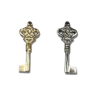 Antique Skeleton Key Charms | Oxidized Gold Key Pendant, Oxidized Silver Pendant | Jewelry Findings