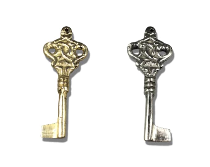 Antique Skeleton Key Charms | Oxidized Gold Key Pendant, Oxidized Silver Pendant | Jewelry Findings