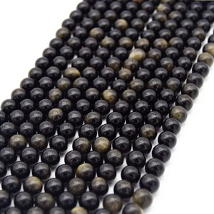 Golden Obsidian Bead | Gold Sheen Black Round Smooth Finish Gemstone Beads | 4mm 6mm 8mm 10mm 12mm Available image 3