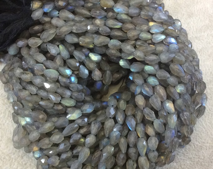 Labradorite Center Drilled Teardrop Beads
