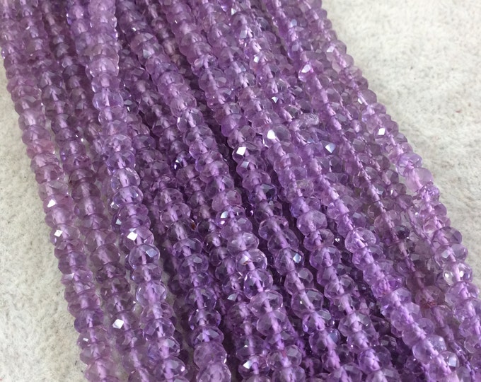 5mm Micro-Faceted Natural Brazilian Pink Amethyst Rondelle Shaped Beads - 13" Strand (Approx. 113 Beads) - Hand-Cut Indian Gemstone