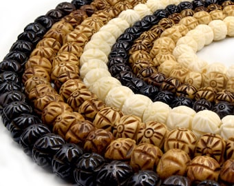 Bone Beads | Carved Sunshine / Sunburst Ox Bone Beads | 8mm 10mm 12mm available