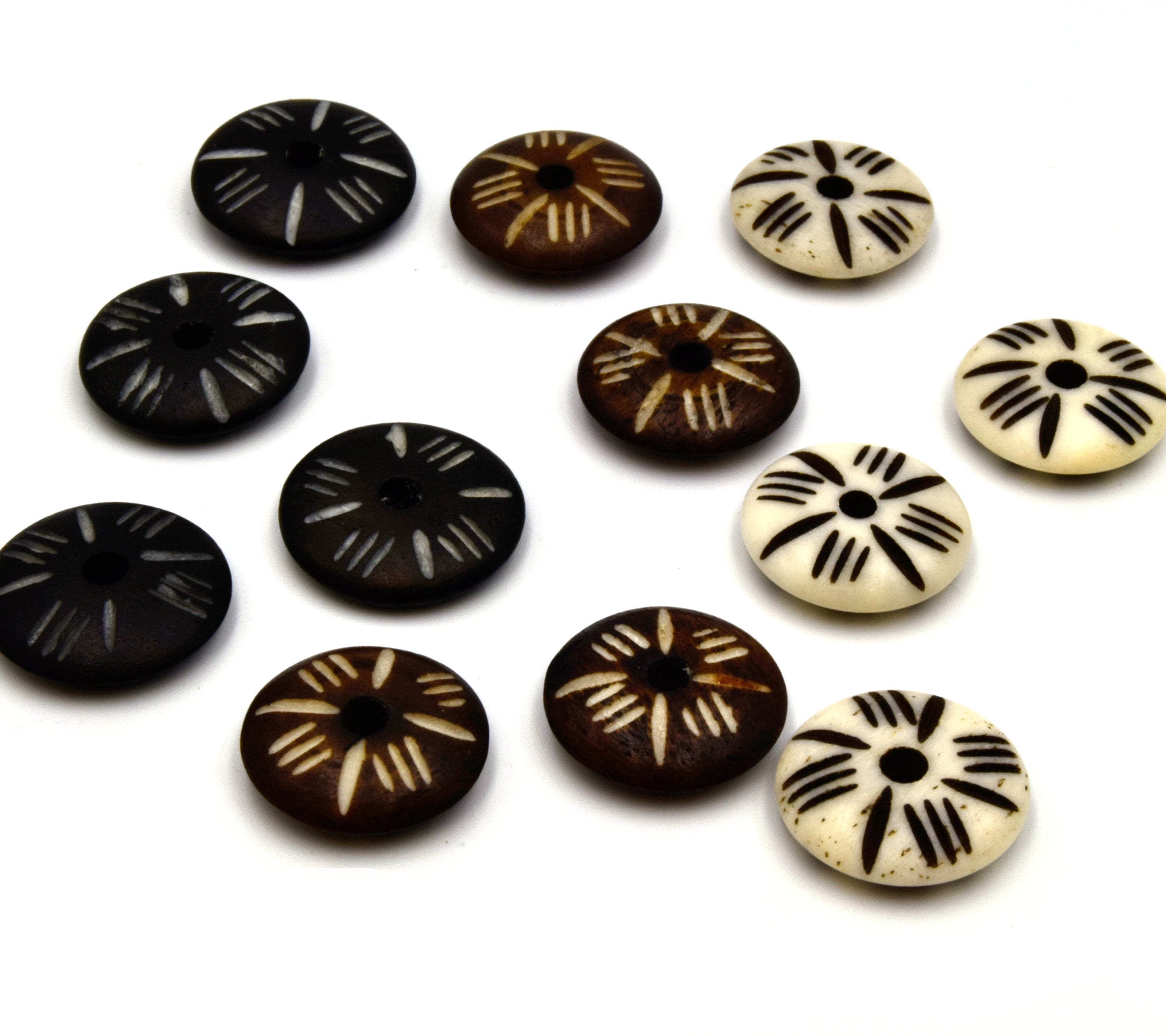 Ochsenknochen-Perlen Weiß, 8 Mm, Rondellförmig – 35,6 Cm Strang, Ca. 60 Stück, Für Schmuck & Basteln