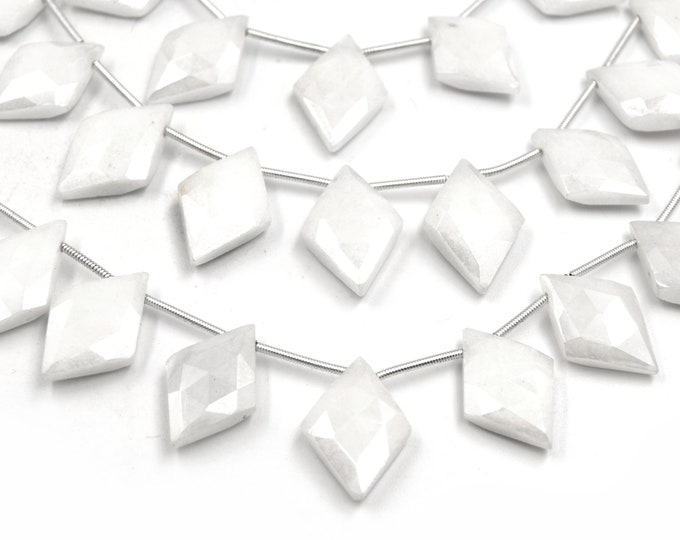 White Beryl Beads | 14mm x 20mm Diamond Shaped High Quality Semi Precious Indian Gemstone Beads | Sold By the Strand