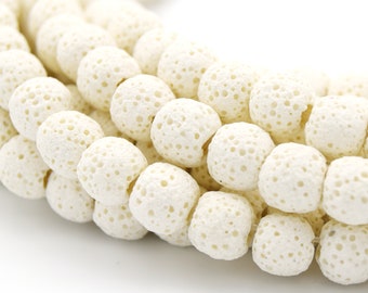 Lava Bead White Round Diffuser Lava Bead | 6mm 8mm 10mm 12mm 14mm 16mm 18mm Available