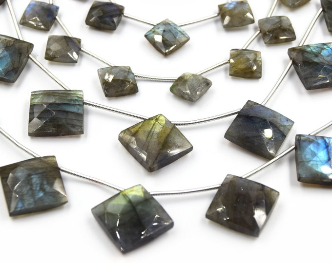 Labradorite Beads | Hand Cut Indian Gemstone | 10mm AND 15mm Diamond Shaped Beads | AAA Labradorite | Loose Gemstone Beads