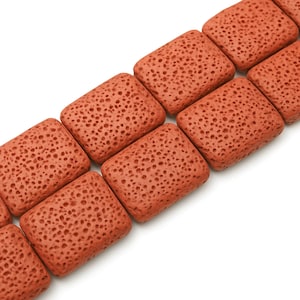 Lichtblauwe lava rechthoekige kralen: etherische oliediffusorsieraden (15" streng)