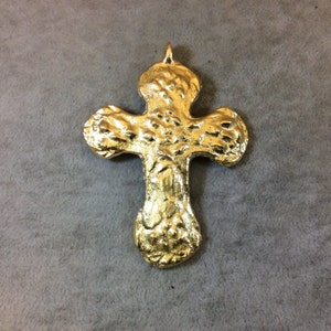 Cross Pendant | Rustic Textured Cross Light Gold Plated Brass Pendant