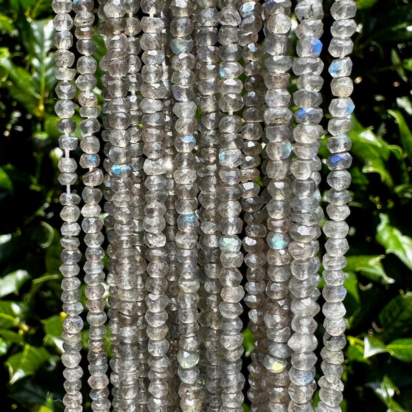 4mm Faceted Labradorite Rondelle Beads