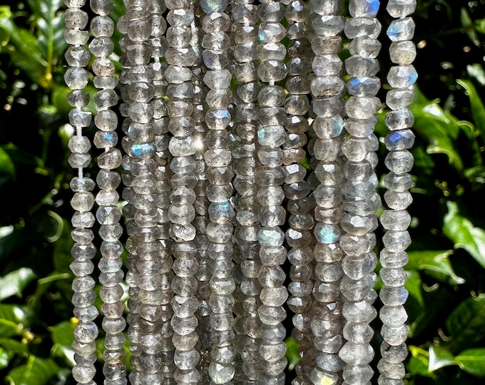4mm Faceted Labradorite Rondelle Beads