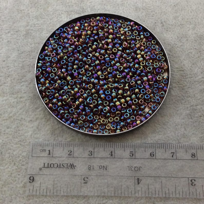 - Sold by 22 Gram Tubes 8-9257 Size 80 Glossy AB Finish Transparent Topaz Genuine Miyuki Glass Seed Beads Approx. 900 Beads per Tube