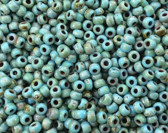 Perline Miyuki 8/0 Picasso opache color verde acqua (tubetto da 22 grammi)