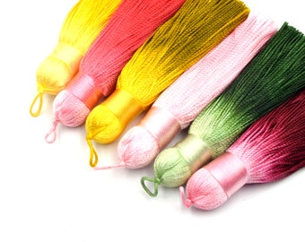 Ombre Silk Tassel Pendant: 3-Inch Wrapped Thread Cap