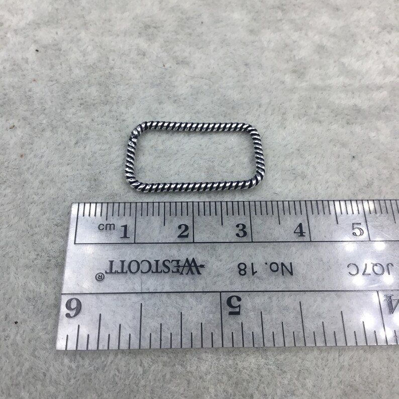 463-OS 15mm x 25mm Oxidized Silver Finish Open Twisted Wire Rectangle Shaped Plated Copper Components Sold in Packs of 10-