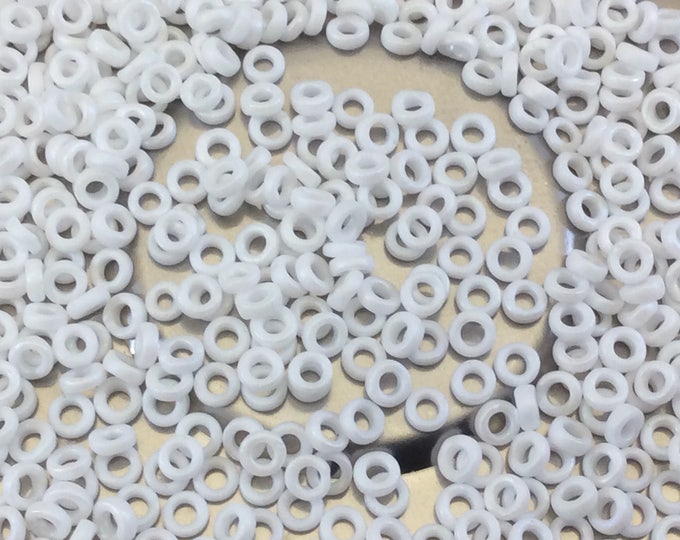1mm x 3mm Matte White AB Genuine Miyuki Glass Seed Spacer Beads - Sold by 8 Gram Tubes (Approx. 520 Beads per Tube) - (SPR3-402FR)