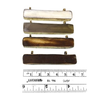 Light/Dark brown Horizontal Rectangle/Bar Shaped Carved Bone Focal Pendant - ~ 61mm x 12mm Approx.  - Sold Individually