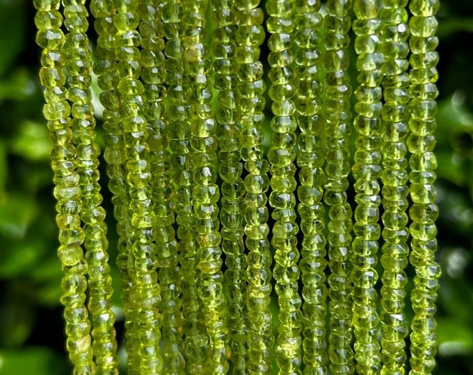 Peridot Beads - 4mm Faceted Rondelles