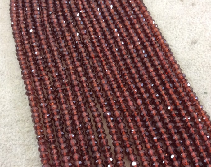 Garnet Rondelle Beads - 3mm Faceted Semi Precious Beads