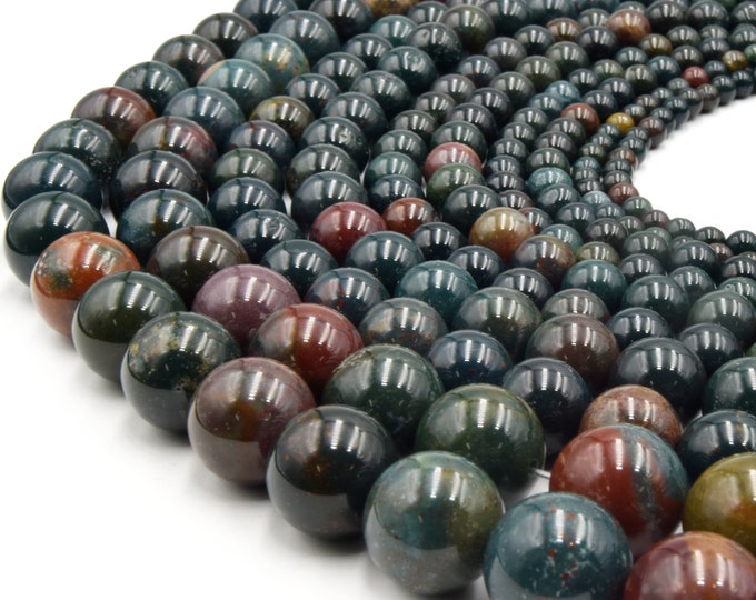 Bloodstone Beads | Heliotrope Beads | 4mm 6mm 8mm 10mm 12mm Beads | Jasper Beads | Quartz Beads