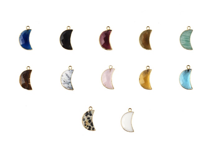 Crescent Moon Pendants | Half Moon Charms | Gemstone Moons | Jewelry Findings