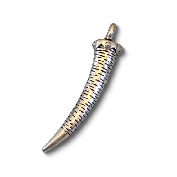 Silver Plated Copper Tusk Pendant – Horn Shaped Charm with Bail