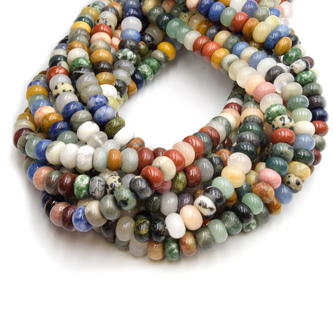 Mixed Gemstone Beads Smooth Rondelle Natural Gemstone Beads Etsy