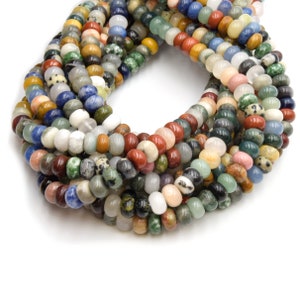 Mixed Gemstone Beads |  Smooth Rondelle Natural Gemstone Beads