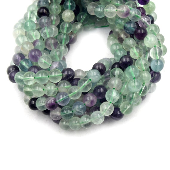 Collana In Fluorite Naturale Multicolore 6/8/10mm | Gioiello Artigianale Argento