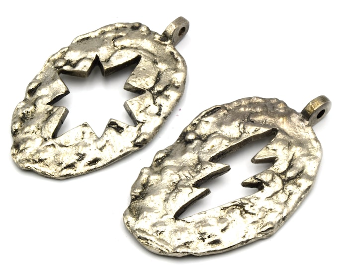 Tibetan Brass Pendant | Lightening Pendant Sun Pendant | Large Focal Pendant | Soldered Silver Pendant