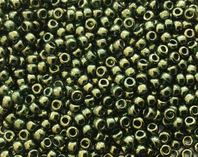 Size 8/0 Glossy Luster Finish Olive Gold Genuine Miyuki Glass Seed Beads - Sold by 22 Gram Tubes (Approx 900 Beads per Tube) - (8-9306)