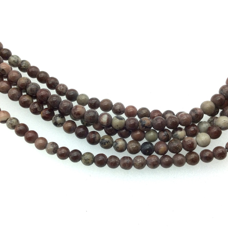 Sold by 16 Strands - Quality Gemstone 4mm Glossy Natural Owyhee Jasper RoundBall Shaped Beads with 1mm Holes Approx. 104 Beads