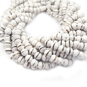 Tibetan Agate Beads | Dzi Beads | Dyed White Faceted Reverse Gray Striped  Round Gemstone Beads - 8mm 10mm 12mm Available