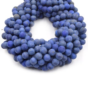 Matte Lapis Lazuli Beads - Natural Deep Blue Round Gemstone, 4mm to 14mm Sizes, 15&quot; Strand