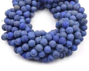 Matte Lapis Lazuli Beads | Matte Round Natural Blue Lapis Beads - 4mm 6mm 8mm 10mm 12mm 14mm