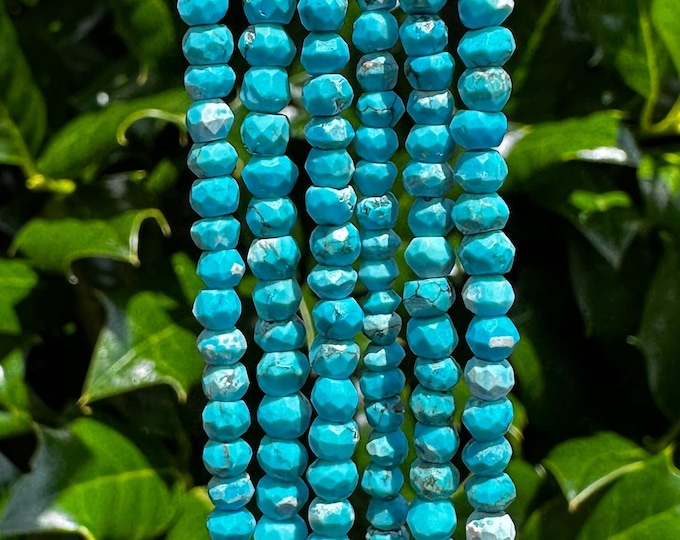 Stabilized Arizona Turquoise Beads | 3-4mm Faceted Rondelle