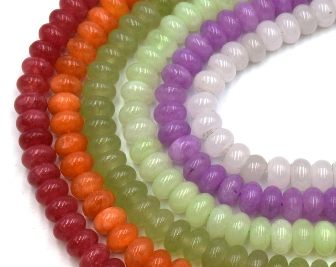 8mm Dyed Jade Rondelle Beads - Red, Orange, Green, White Beads for Candy Necklace!