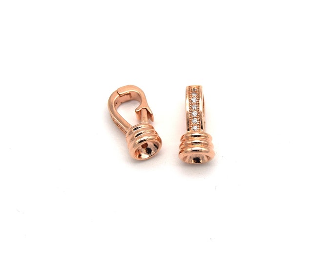 Clasp 8mm x 15mm Smooth Rose Gold Plated Cubic Zirconia Claw Shaped Copper Clasp Components