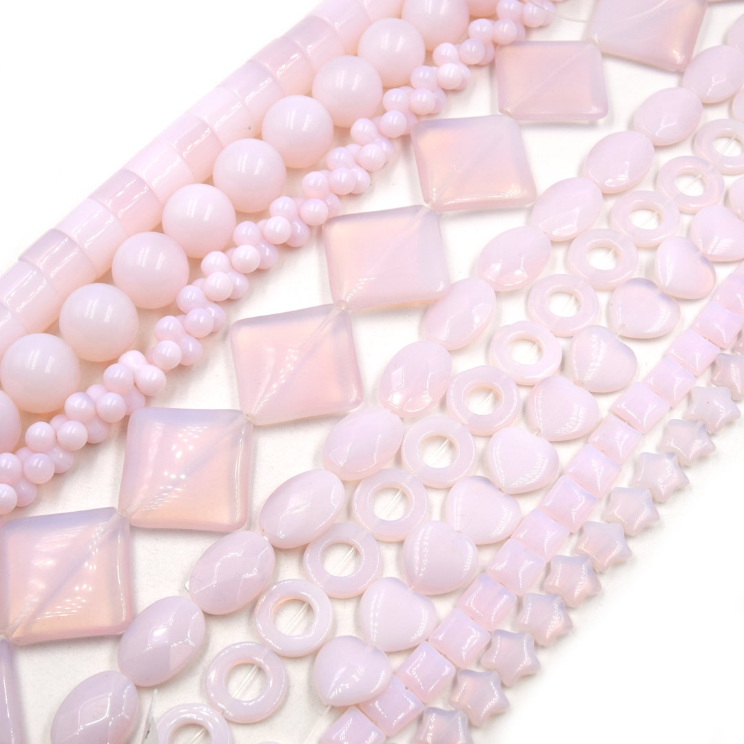 pink-opalite-beads-heart-star-bow-and-more-15-inch-strand-etsy