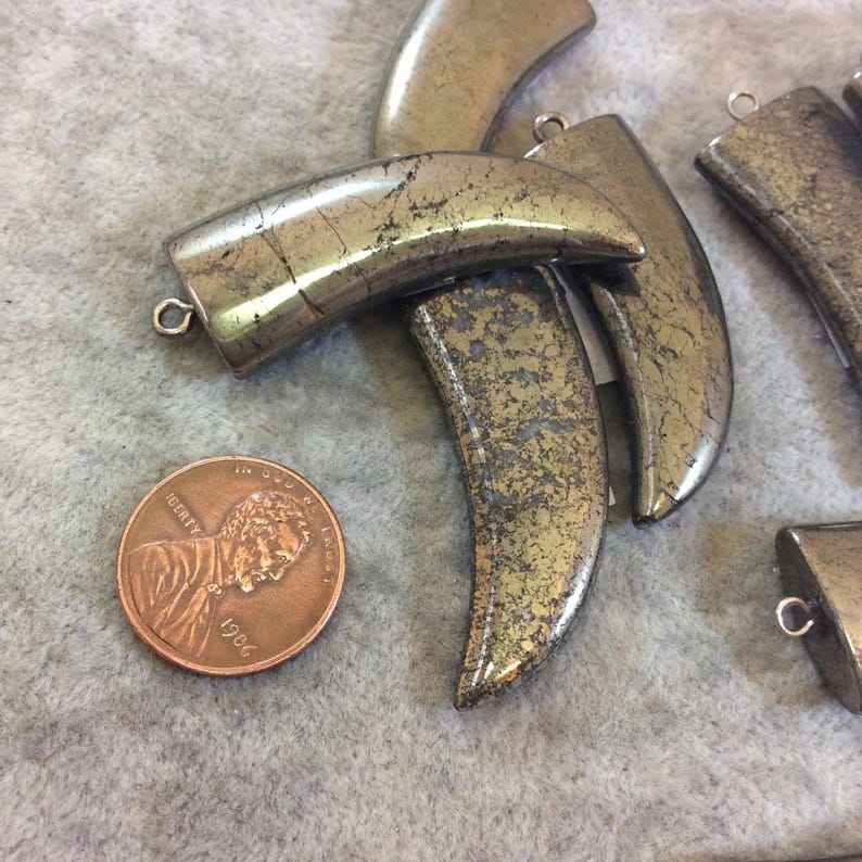 Litet pyrithornhänge (bete, klo), 17 mm x 40 mm bild 3