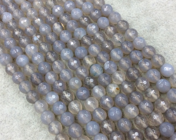 Agate Beads | Faceted Mixed Gray Natural Agate Round Beads | 6mm, 8mm, 10mm